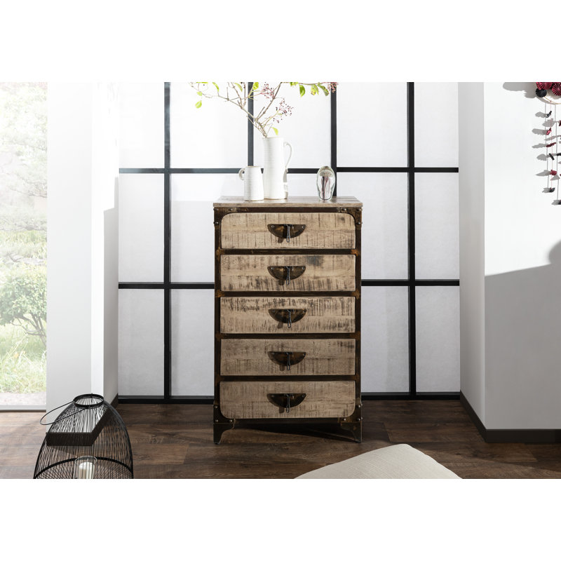 Tokyo Solid Wood 67cm W 5 - Drawer Chest of Drawers, Brown