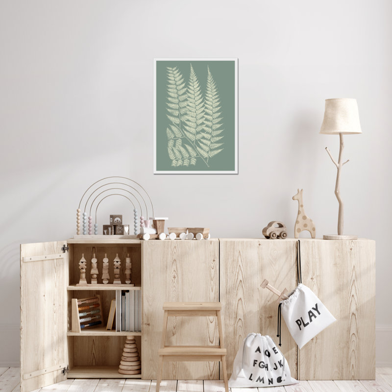 Ferns On Sage III by Vision Studio - Painting on Canvas, White Framed Paper Print, 80cm H x 55cm W