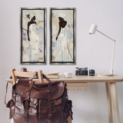 Stylish Neutrals Women 2 PC Framed Floater Canvas Set by Janet Tava