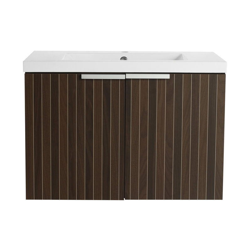 Meuble-lavabo mural élégant avec rangement spacieux et lavabo moderne