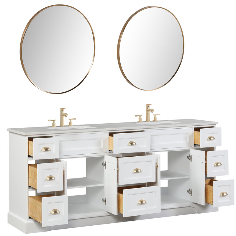 Ensemble de meuble-lavabo simple 24 po Alberthe, Nickel brossé, Blanc
