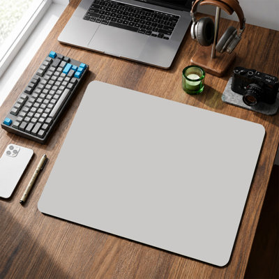  Rubber Mouse Pad, Smooth Microfiber Surface, Non-Slip Base, Rounded Edge Decorative Mouse Mat for Office & Gaming,12×8 Inch ,Solid Light Gray Panel