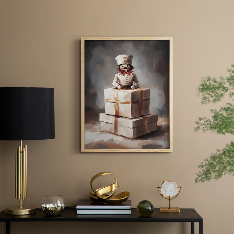 Art des Fêtes de Noël - série 2, reproduction encadrée en bois massif, Naturel, H 21 po x l 17 po