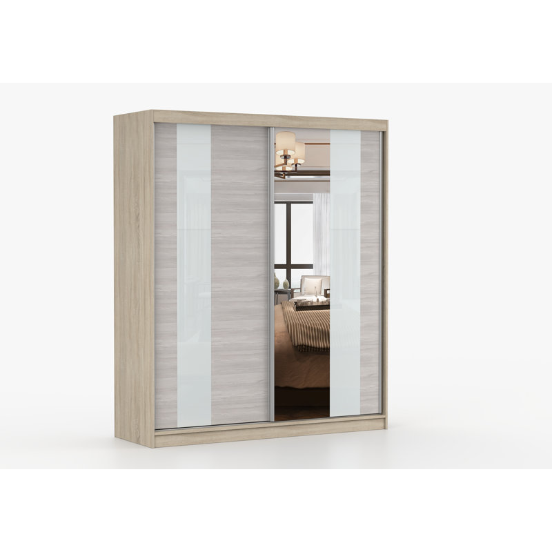 2 Door Laminate Wardrobe, Sonoma Oak front/Kathult doors, Decorative strips