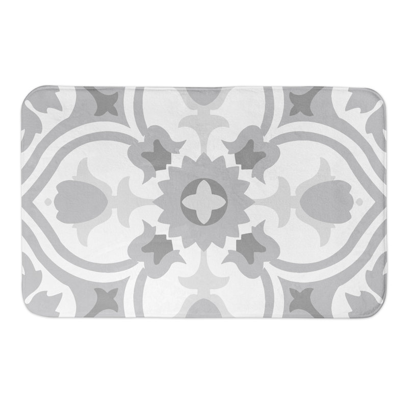 Tapis pour salle de bain tile Mance, Gris