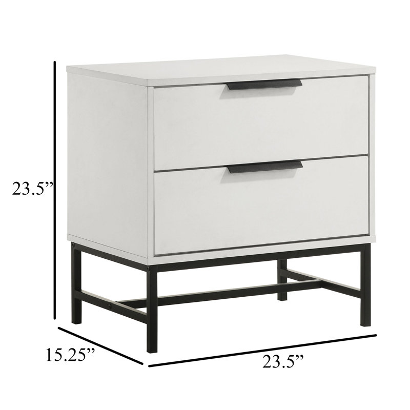 2-drawer Nightstand Bedside Table White