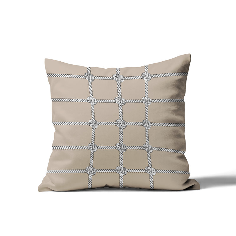 Barnon Trellis Outdoor Reversible Throw Pillow, Beige, 16"H x 16"W