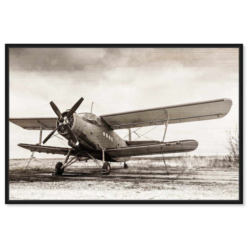 Hélice d'avion - reproduction de photo sur toile tendue, L 54 po x H 36 po, Cadre noir