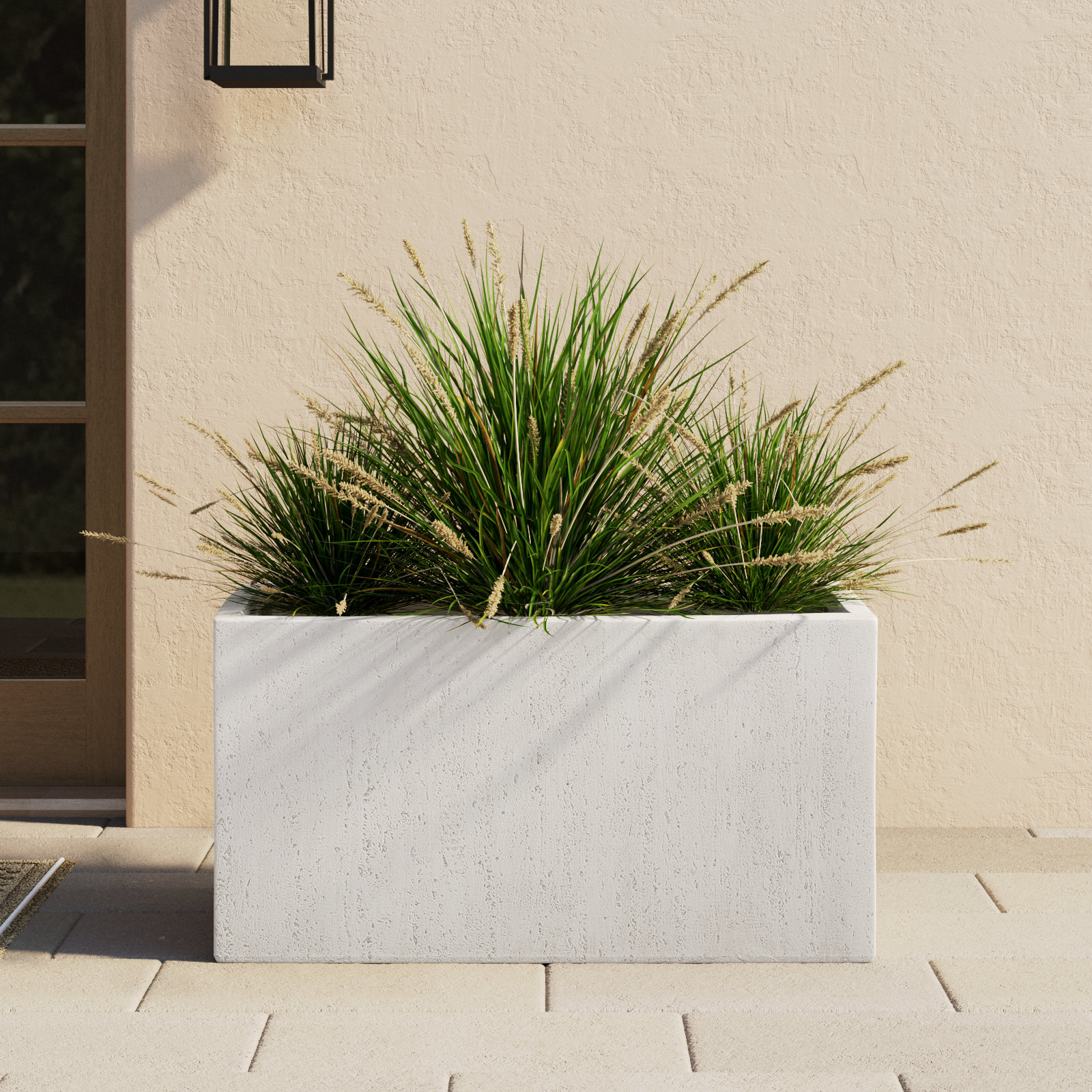 Shiner Lightweight Concrete Planter Box Set, 18" H x 35.25" W x 18" D, White, 1