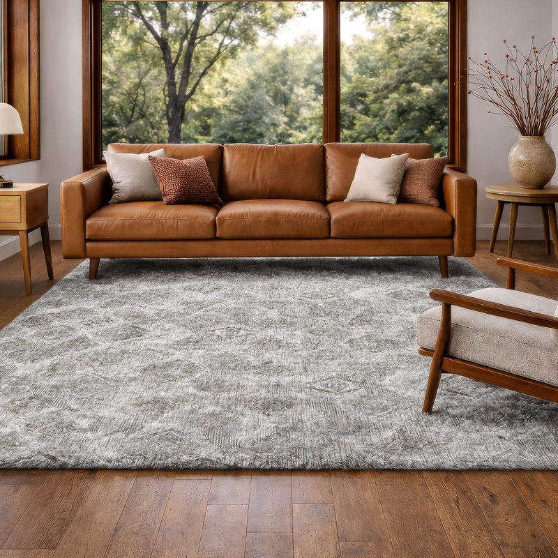 Tapis à poil long de qualité supérieure lavable à la machine ADS622, Silver, 3' x 5'