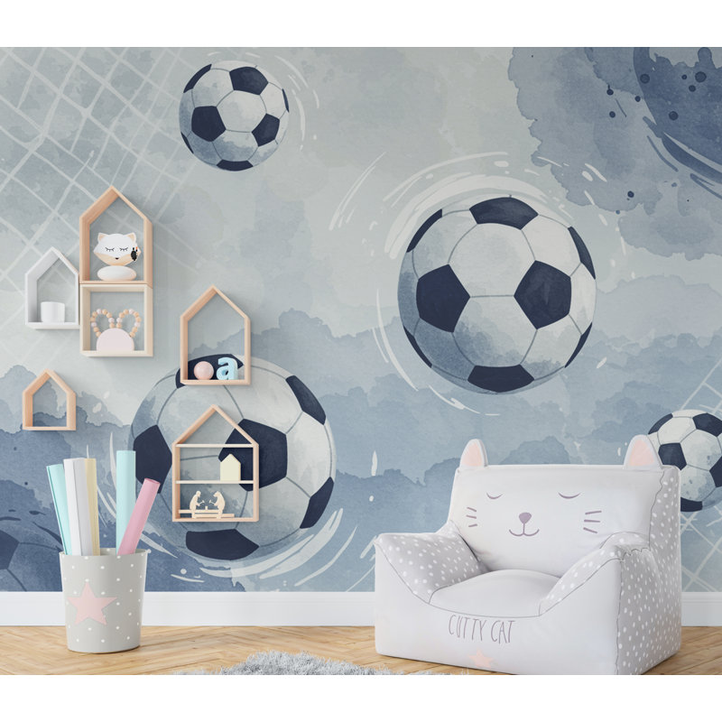 Papier peint ballon de soccer, murale (Peel-N-Stick) , L 145 po x l 100 po, Peler et coller