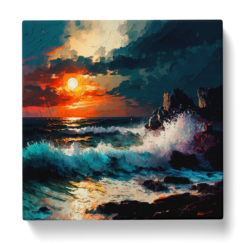 Seascape Impressionism - Wrapped Canvas - Framed Print, 35cm H x 35cm W x 3cm D