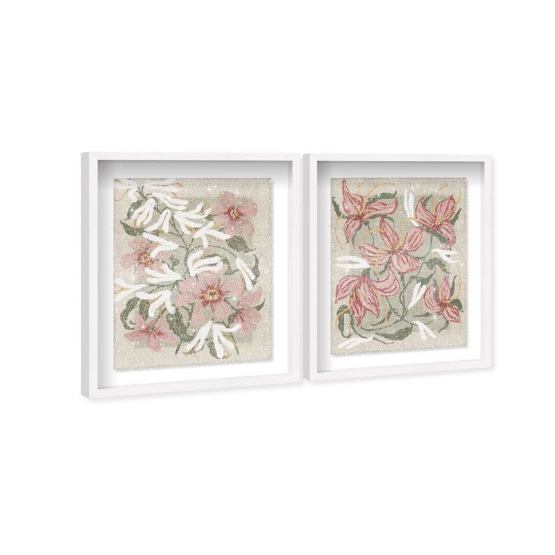 Lilies Flower Set Set by Oliver Gal, 46.5" H x 37.5" W, White Shadowbox
