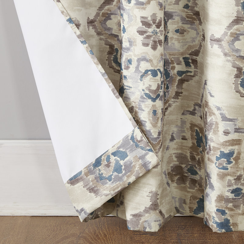 Mcwethy Floral Watercolor Room Darkening Grommet Curtain Panel, Beige, 40" W x 63" L