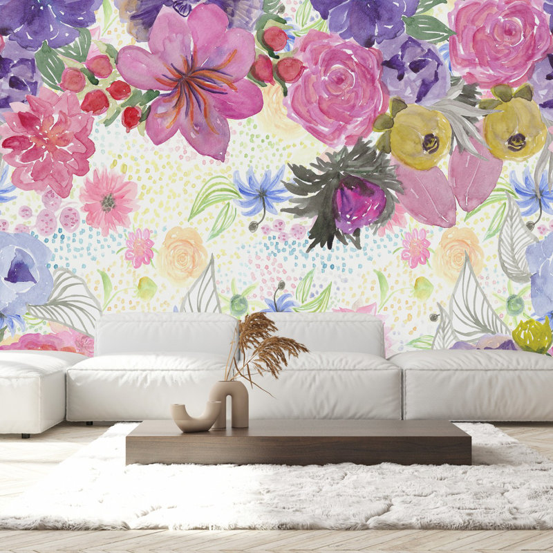 Floral Wall Mural, 10.42' W x 10.42' L