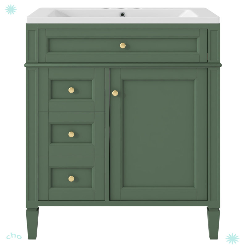 Ensemble de meuble-lavabo autoportant 30 po avec miroir, Vert