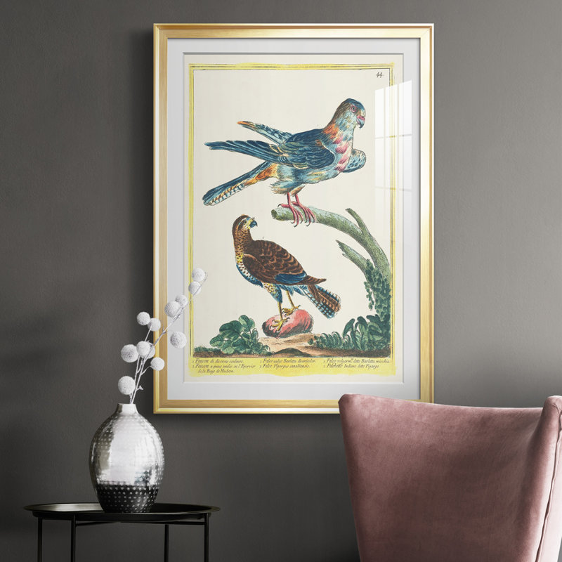Pastel Birds III - reproduction de cadre photo, Or, H 42,5 po x l 30,5 po x P 1 po