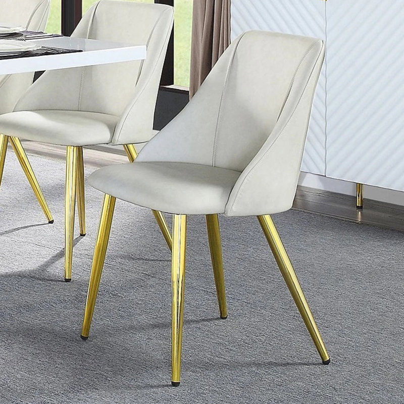 Ensemble de 2 chaises de salle à manger rembourrées en cuir synthétique, blanc