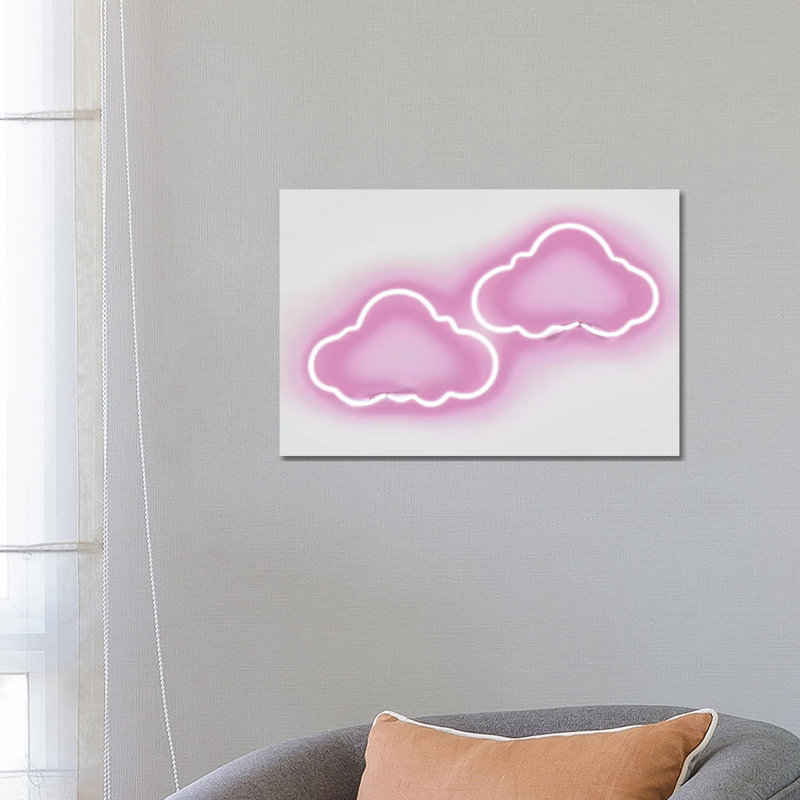 Neon Clouds Pink On White by Hailey Carr - Wrapped Canvas Print, 66.04 cm H x 45.72 cm W x 1.91 cm D