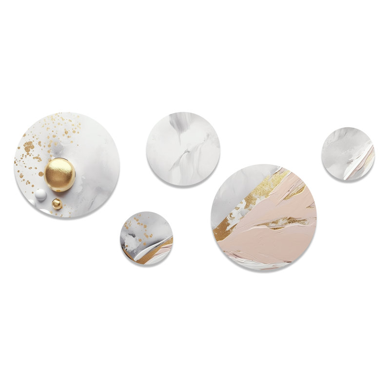 Ensemble de décoration murale ronde en métal blanc et doré