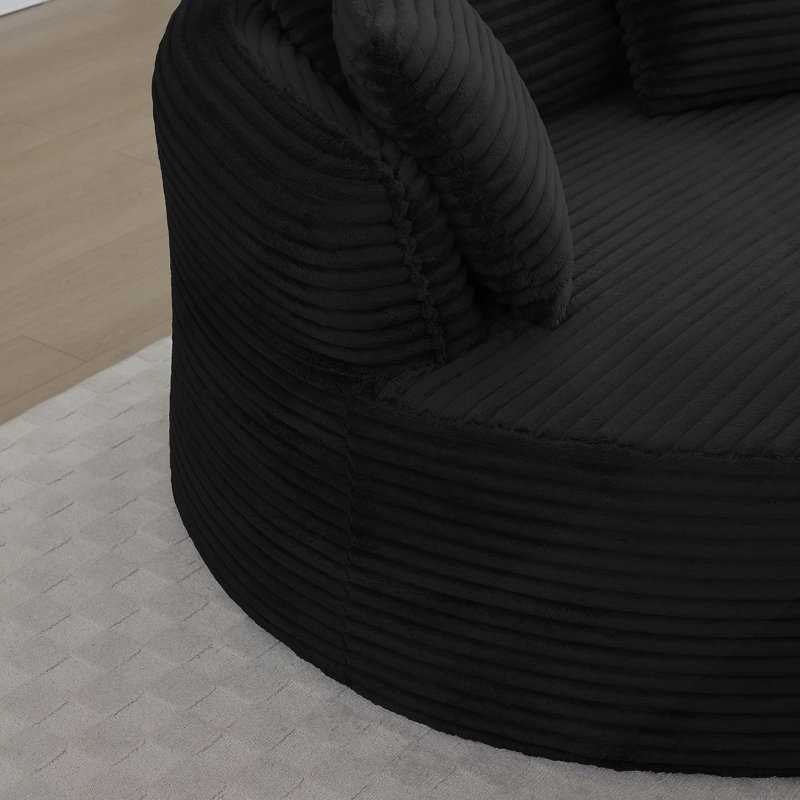 Chaise ronde avec accoudoirs modernes en velours côtelé et siège profond avec accoudoirs modernes en velours côtelé Comfy