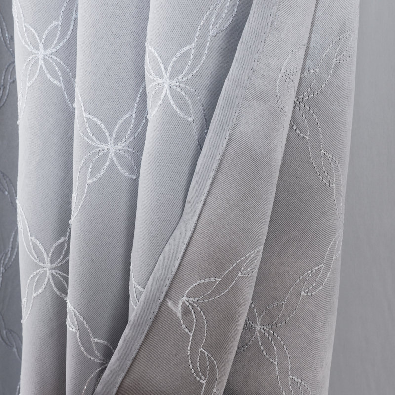 Mckinney Embroidered Room Darkening Window Curtain, 54" W x 95" L, Silver