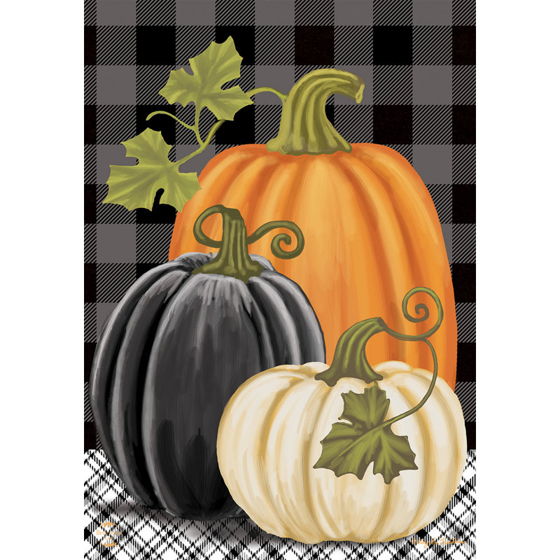 Drapeau d'automne à carreaux citrouilles