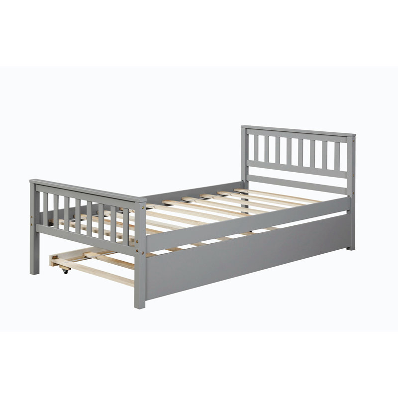Structure de lit en bois massif Gotar, gris