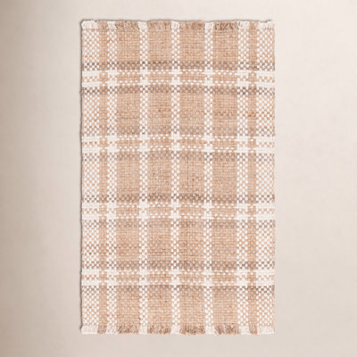 Hand-Woven Plaid Jute Rug