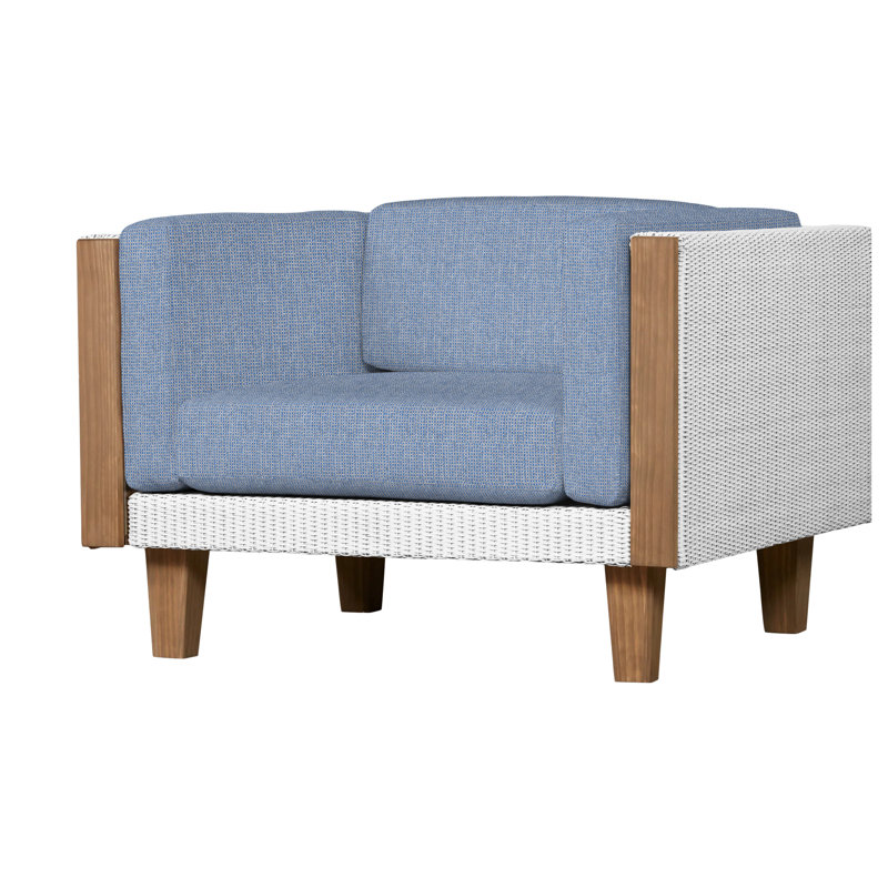 Catalina Outdoor Teak Lounge Chair, White, Demo Skyway