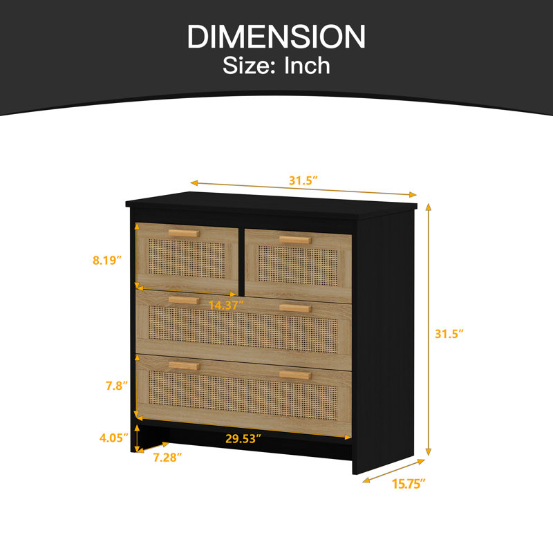 Alexyz 31.5'' Sideboard, Black/Natural