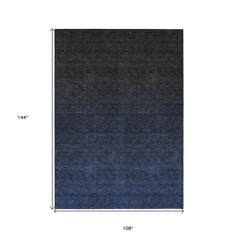 Tapis extérieur lavable abstrait bleu marine et gris anthracite 9 pi x 12 pi