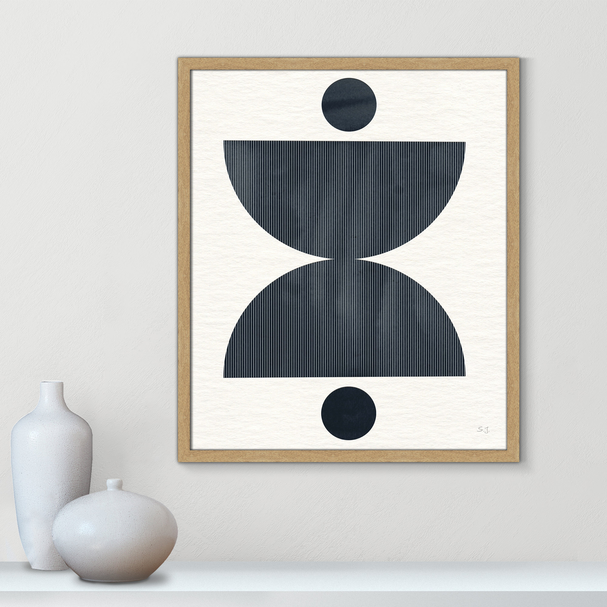 Eclipse II by Susan Jill, 25.5" H x 21.5" W x 0.75" D, Natural Framed