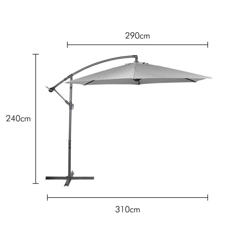 290cm Cantilever Parasol, Grey