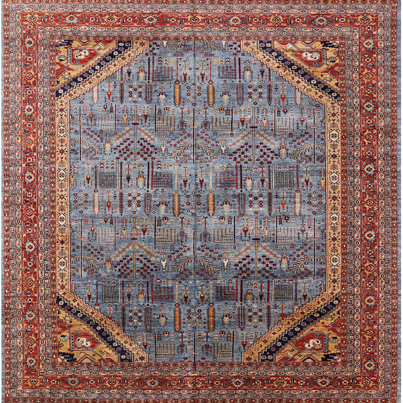 Tapis brun / gris, Carré 5 pi