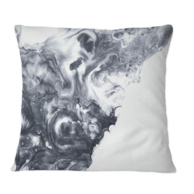 Coussin décoratif noir et blanc à motif abstrait argenté I