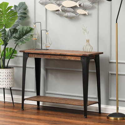 Console rectangulaire en bois massif noyer