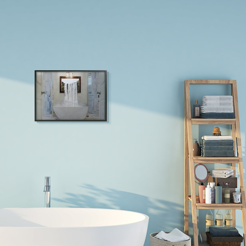 Bathtub Waterfall Abstract Bathroom Photograph Oversized Black Framed Giclee Texturized Art by Milli Villa