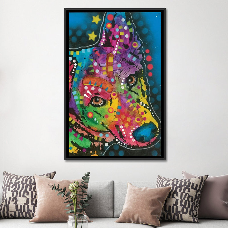 «German Shepherd I», impression sur toile, H 26 po x l 18 po x P 1,5 po, Toile avec cadre noir, Pas de tapis