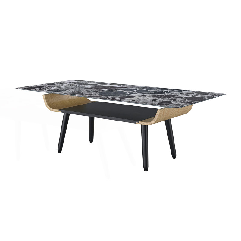 Table basse avec tablette de rangement, table de salon, table centrale, Noir