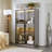 LED-lit 60.6'' Display Cabinet with Glass Door & Two Drawers for Modern Storage