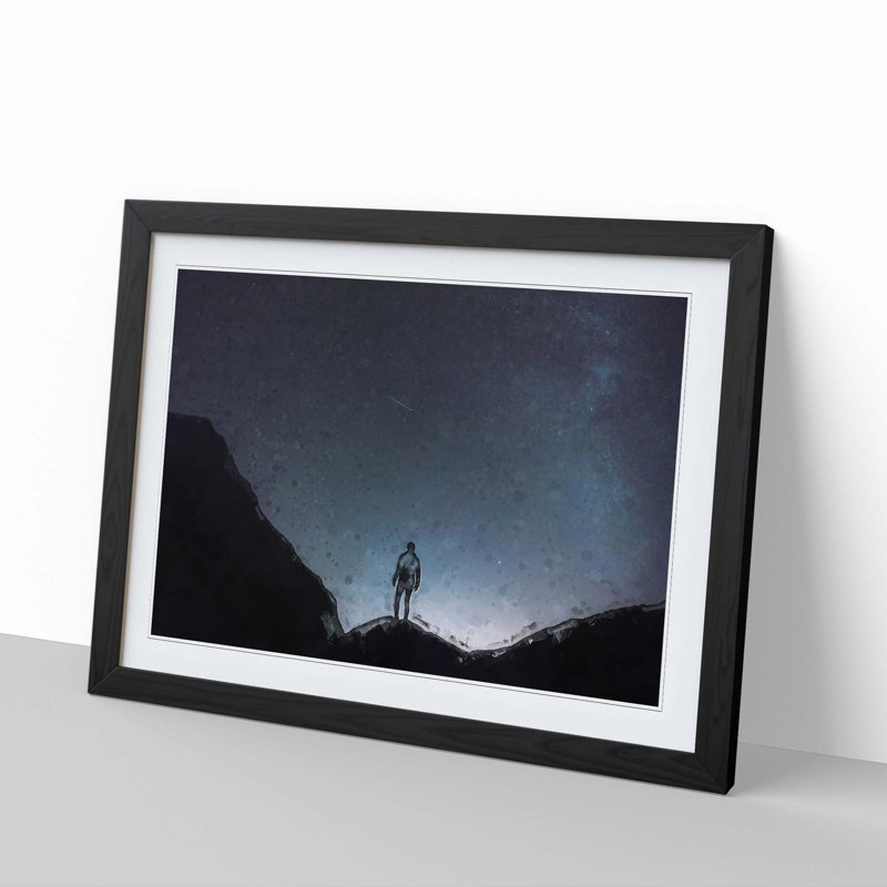 Watching the Stars in Abstract - Picture Frame Graphic Art Print, Black, 35cm H x 50cm W x 2cm D