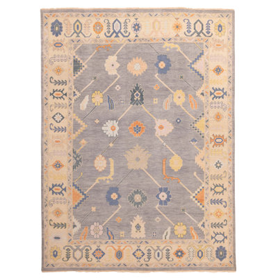 Tapis moderne gris Oushak 9 pi 0 po x 11 pi 11 po