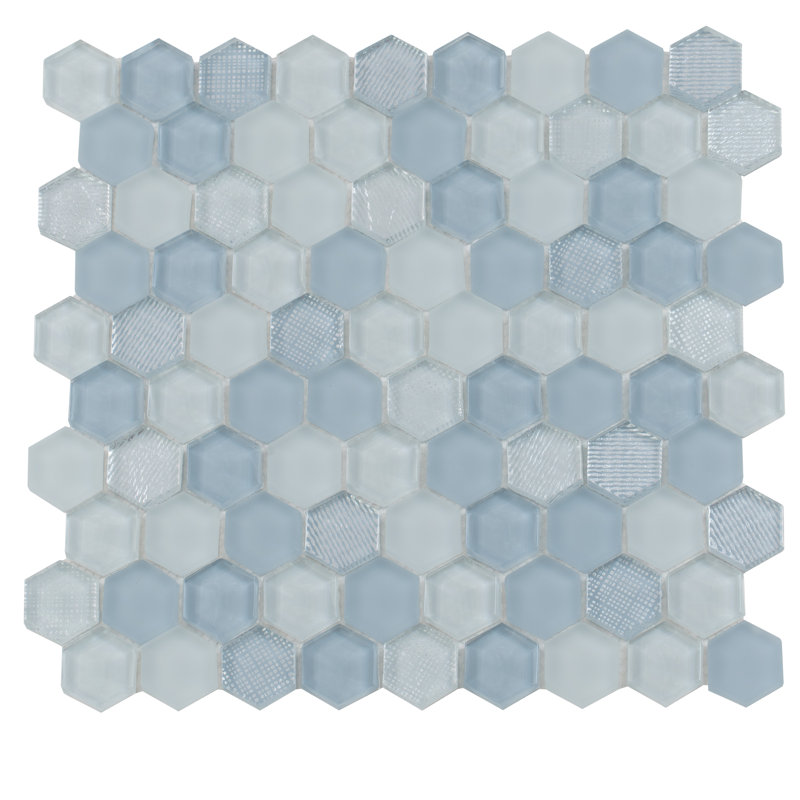 1.2" x 1.2" Glass Honeycomb Mosaic Wall & Floor Tile, Moon Gray