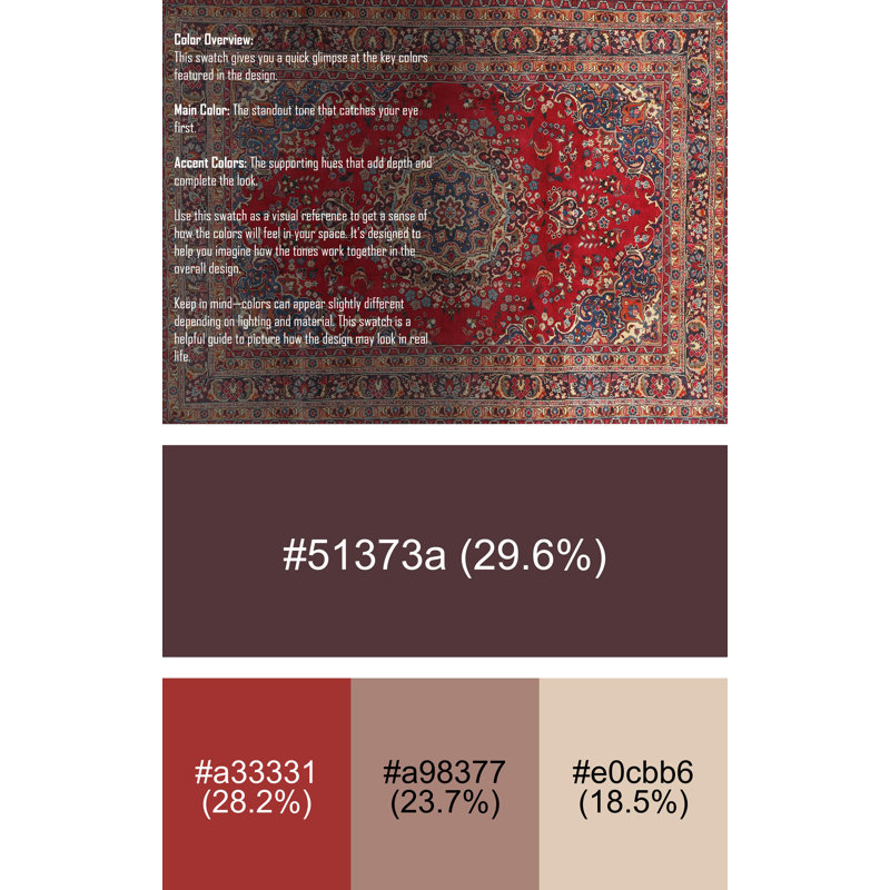 Tapis traditionnel rouge / bleu Gendry, Rectangle 2 pi x 3 pi