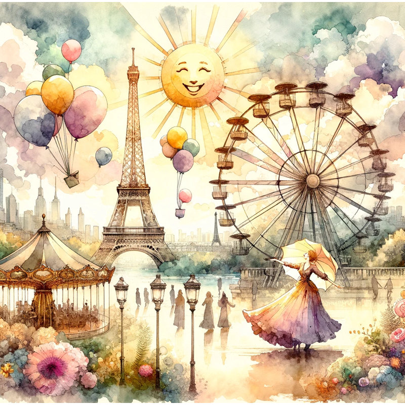 "Sunrise In Paris", reproduction sur toile, H 20 po x l 20 po