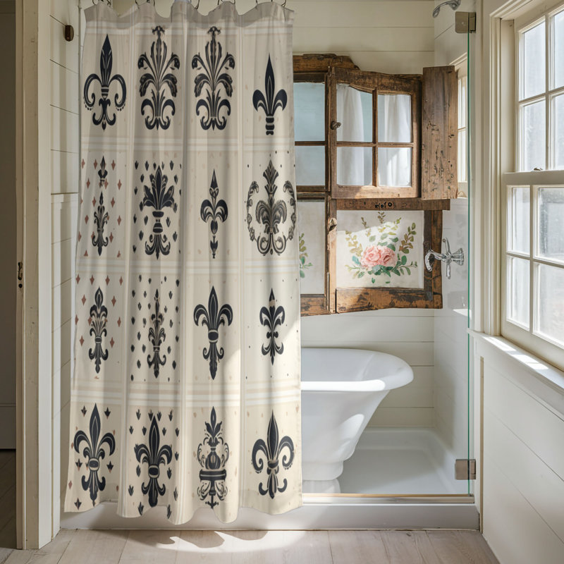 Rideau de douche IntriCatse Damask - Premium, H 74 po x l 71 po