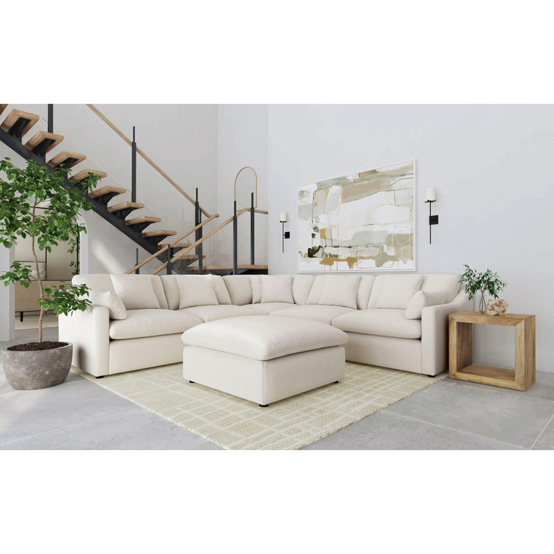 Canapé modulaire rembourré 6 pièces Greeley Ivory