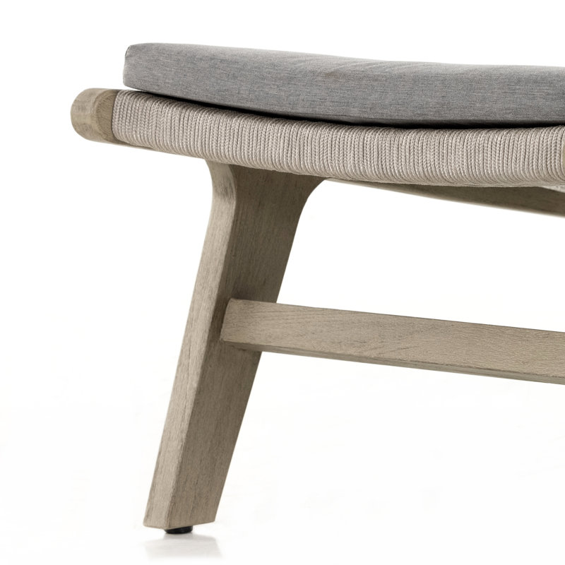 Julian Outdoor Teak Lounge Chair, Heathered Gray Rope, Weathered Gray