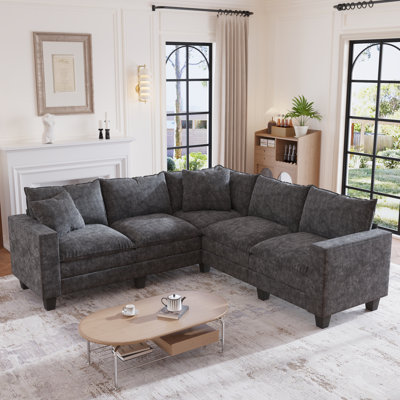 97" Wide 5-Piece L-Shaped Sectional Sofa with Storage